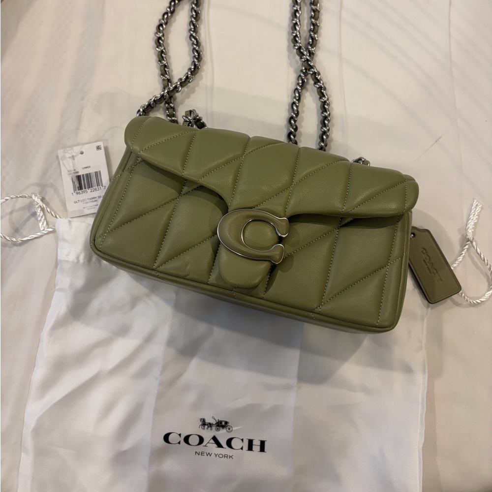 NWT Coach tabby 20 olive Green Quilted Leather crossbody